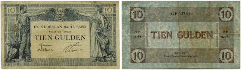 Niederlande 
 Königreich 
 Niederländische Bank. 
 10 Gulden 1922, 11. Novemb...