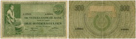 Niederlande 
 Königreich 
 Niederländische Bank. 
 300 Gulden 1922, 2. Dezember. Mevius 138-1a; Pick 41. Sehr selten /very rare. -II / nearly extre...