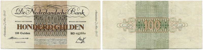 Niederlande 
 Königreich 
 Niederländische Bank. 
 100 Gulden 1945, 7. Mai. M...