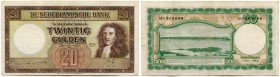 Niederlande 
 Königreich 
 Niederländische Bank. 
 Lot 1945, 7. Mai. 10 Gulden (mit Seriennummer/serial number: 3 mm) & 20 Gulden vom 7. Mai 1945. ...