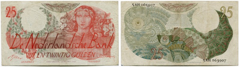 Niederlande 
 Königreich 
 Niederländische Bank. 
 25 Gulden 1947, 19. März. ...