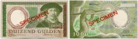 Niederlande 
 Königreich 
 Niederländische Bank. 
 1000 Gulden 1956, 15. Juli. Specimen . Beidseitiger, roter Aufdruck diagonal &quot;SPECIMEN&quot...