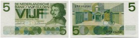 Niederlande 
 Königreich 
 Niederländische Bank. 
 5 Gulden 1966, 26. April. 2 Varianten (starkes und schwaches Wasserzeichen/clear and vague water...
