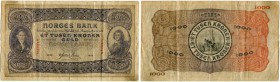 Norwegen 
 Königreich 
 Norges Bank. 
 1000 Kroner 1938. Signatur G. Meldahl Nielsen. Pick 12c. - III / nearly very fine.