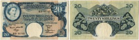 Ostafrika 
 East African Currency Board 
 Elisabeth II. (ab 1953 - ). 
 20 Shillings o. J. / ND (1961). Linzmayer EACB B29 (Sign. Nr. 16); Pick 43a...