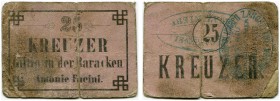 Österreich Kaiserreich 
 Notgeldausgaben ca. 1800-1887 
 Hieflau, Steiermark. 
 25 Kreuzer o. J. / ND (1869). Zusätzlicher Aufdruck Vorderseite: &q...