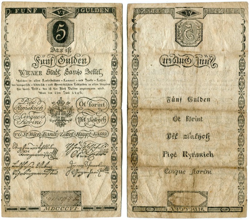 Österreich Kaiserreich 
 Wiener-Stadt-Banco 
 Lot 1800 und später. 2 Gulden vo...