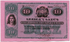 Paraguay 
 Tripel Aliance Krieg (1864-1870) 
 Lezica y Lanus. 
 10 Pesos 1870, 1. März. Pick S185. Sehr selten / very rare. I / uncirculated. Der a...