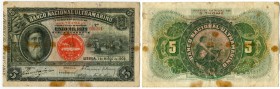 São Tomé e Príncipe 
 Portugiesische Administration (-1975) 
 Banco Nacional Ultramarino. 
 5000 Reis 1909, 1. März. Pick 10a. Selten / rare. Kl. L...