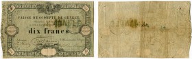 Schweiz 
 Zeitperiode 1825-1881 
 Caisse d'Escompte de Genève. 
 10 Franken 1856, 2. August. Variante mit handschriftlichen Serien- und Ausgabenumm...