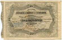 Schweiz 
 Zeitperiode 1825-1881 
 Banque de Dépot & d'Emission, La Chaux de Fonds. 
 50 Franken o. J. / ND (1848). Richter/Kunzmann KA156a; Pick S4...