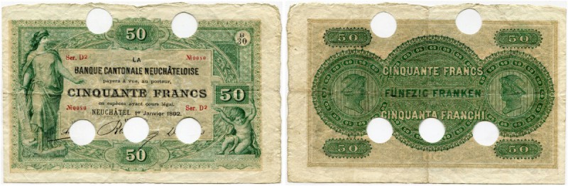 Schweiz 
 Emissionsbanken 1881-1907 
 Banque Cantonale Neuchâteloise. 
 50 Fr...
