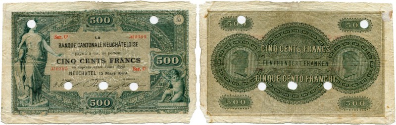 Schweiz 
 Emissionsbanken 1881-1907 
 Banque Cantonale Neuchâteloise. 
 500 F...