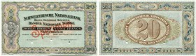 Schweiz 
 Ausgaben der Schweizerischen Nationalbank ab 1907 
 20 Franken 1920, 1. Januar. Specimen . Roter Aufdruck/red printing Specimen. Richter/K...