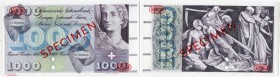 Schweiz 
 Ausgaben der Schweizerischen Nationalbank ab 1907 
 1000 Franken o. J. / ND (1963). Specimen der Fa. Thomas de la Rue, London. Serien# 3 C...