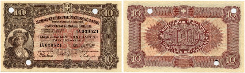 Schweiz 
 Reservebanknoten der Schweizerischen Nationalbank 
 10 Franken 1921,...