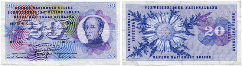 Schweiz 
 Varia 
 20 Franken 1973, 7. März. Synchronisationsfehler/synchroniza...