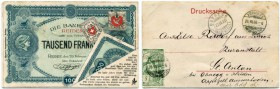 Schweiz 
 Varia 
 Varia o. J. / ND (1890). Lot. 15 Postkarten mit schweizerischen Banknoten-Motiven/15 postcards with Swiss banknotes motives. III -...