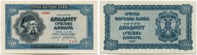Serbien 
 Deutsche Okkupation des 2. Weltkriegs 
 Serbische Nationalbank. 
 20 Dinara 1942, 1. Mai. Nicht ausgegebene Serie in blauer Farbe / not i...