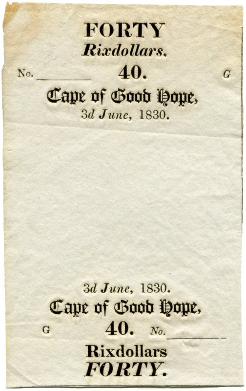 Südafrika 
 Kap Kolonie 
 Cape of Good Hope. 
 40 Rixdollars 1830, 3. Juni. F...