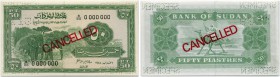 Sudan 
 Bank of Sudan 
 50 Piastres 1968, 7. Februar. Specimen . 4 x horizontal perforiert &quot;SPECIMEN&quot; und Nummer &quot;1139&quot;. Diago­n...