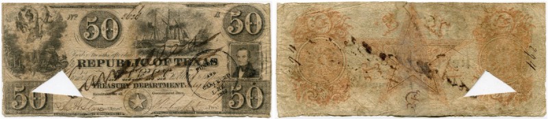 Texas Republik 
 Republik 
 Treasury Department. 
 50 Dollars 1839, Juli (Jun...