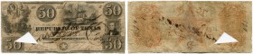 Texas Republik 
 Republik 
 Treasury Department. 
 50 Dollars 1839, Juli (Juni 1840). Signatur: Mirabeau B. Lamar. Criswell A7; Pick 28. Hammerentw...