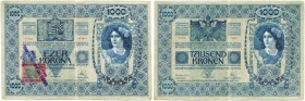 Tschechoslowakei 
 Republik (provisorische Ausgaben 1919) 
 Abstempelungen von Noten der österreichisch-ungarischen Bank. 
 1000 Kronen 1919. Altes...