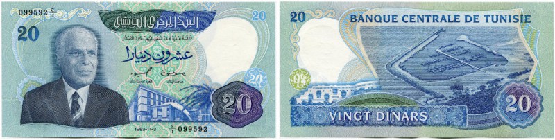 Tunesien 
 Republik 
 Banque Centrale de Tunisie. 
 20 Dinars 1983, 3. Novemb...
