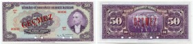 Türkei 
 Republik 
 Türkische Zentralbank. 
 50 Lira L. 1930 (1942). Specimen . Beidseits roter Aufdruck/both sides with red imprint GEÇMEZ. Pick 1...