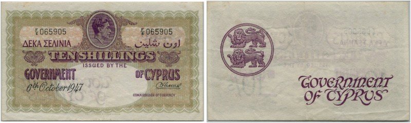 Zypern 
 Unter britischer Administration 
 10 Shillings 1947, 6. Oktober. Pick...