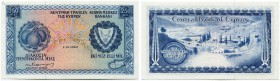 Zypern 
 Republik 
 250 Mil 1964, 1. Dezember. Specimen . Ohne/no Seriennummer. Horizontal SPECIMEN in Perforation. Obere linke Ecke handschriftlich...