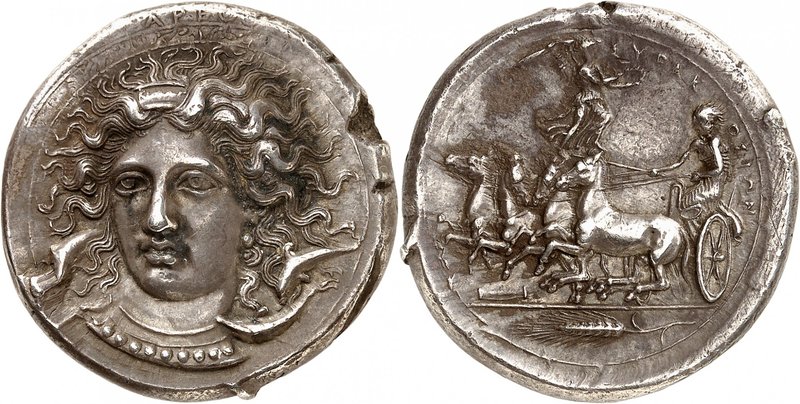 Sicily. 
The most important Greek silver coin ever sold. 
Syracuse. Silver Tet...