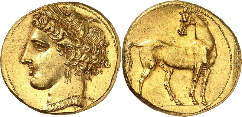 North Africa. 
Carthage. Gold Trihemistater, circa 260 BC, Carthage. Head of Ta...