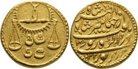 Libra - the Scales AH 1032/18 (September - October 1623 CE). 
Nur al-Din Muhammad Jahangir, AH 1014-1037 (1605-1627 CE). AV Mohur Zodiac constellatio...