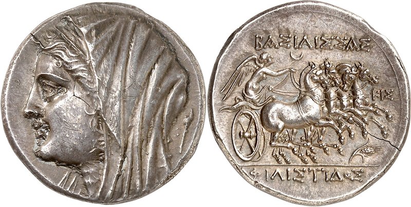 Sicile
Syracuse, Philistis, épouse de Hiéron II, 275-215 av. J.-C. 16 Litrae d'...