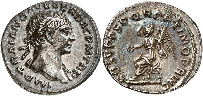 Trajan, 98-117. Quinaire 103-111, Rome. IMP TRAIANO AVG GER DAC P M TR P Buste l...