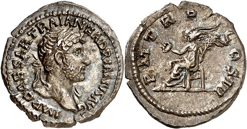 Hadrien, 117-138. Quinaire 119-122, Rome. IMP CAESAR TRAIAN HADRIANVS AVG Buste ...