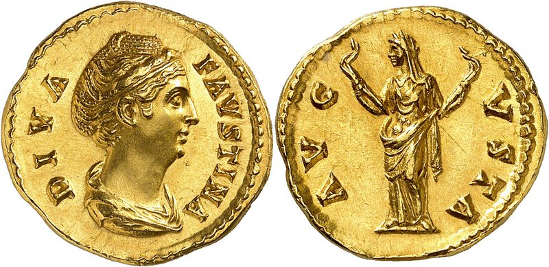 Faustine I, épouse d'Antonin le Pieux, 138-141. Aureus 141-161, Rome. DIVA FAVST...