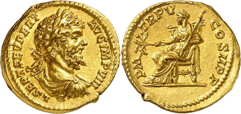 Septime Sévère, 193-211. Aureus 196-197, Rome. L SEPT SEV PERT AVG IMP VIII Bust...