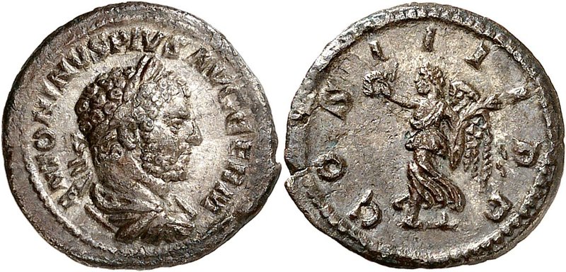 Caracalla, 198-217. Quinaire 213-217, Rome. ANTONINVS PIVS AVG GERM Buste lauré,...