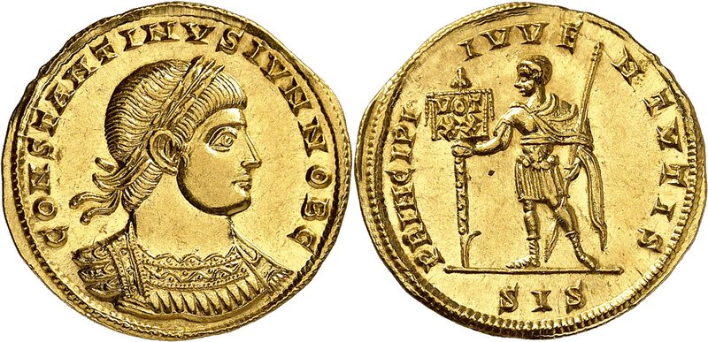 Constantin II César, 337-340. Solidus, 326-327, Siscia. CONSTANTINVS IVN NOB C B...