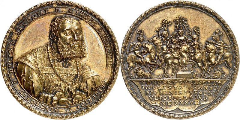 Johann Friedrich de Saxe (1532-1554). Médaille en argent doré 1537. IMAGO IOHANN...