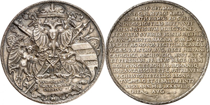 Médaille en argent 1538, par Peter Flötner, pour le renforcement des murailles d...
