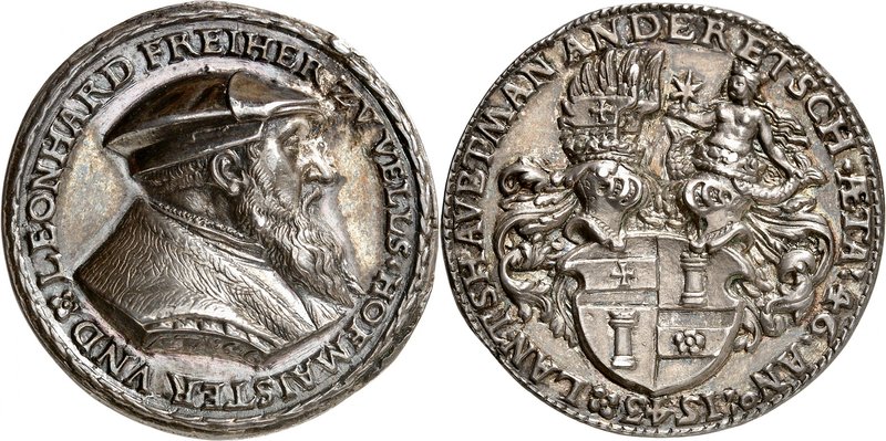 Leonhard Freiher zu Vells. Médaille en argent 1543, par Ludwig Neufarer. LEONHAR...