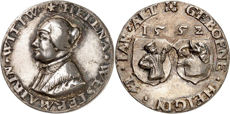 Helene Westermaier. Médaille en argent 1552. HELENA WESTERMAIRIN WITIW Buste à g...