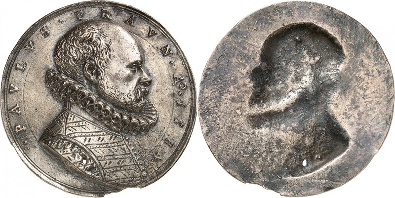 Paulus Praun. Médaille uniface en plomb 1584 par Matthäus Carl. PAVLVS PRAVN AO ...