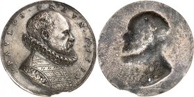 Paulus Praun. Médaille uniface en plomb 1584 par Matthäus Carl. PAVLVS PRAVN AO 1584 Buste habillé à droite. Signature en dessous du buste: MC. 40,6mm...