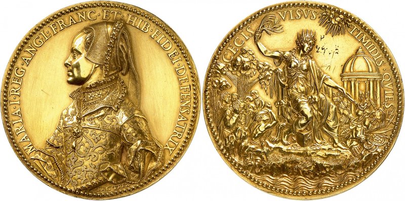 Marie Tudor, Reine d'Angleterre 1553-1558. Médaille en or, par Jacopo Nizzola da...