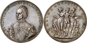 Isabelle du Portugal, 1503-1539. Médaille en argent, par Leone Leoni. DIVA ISABELLA AVGVSTA CAROLI V VX Buste d’Isabelle, trois quarts de face vers la...